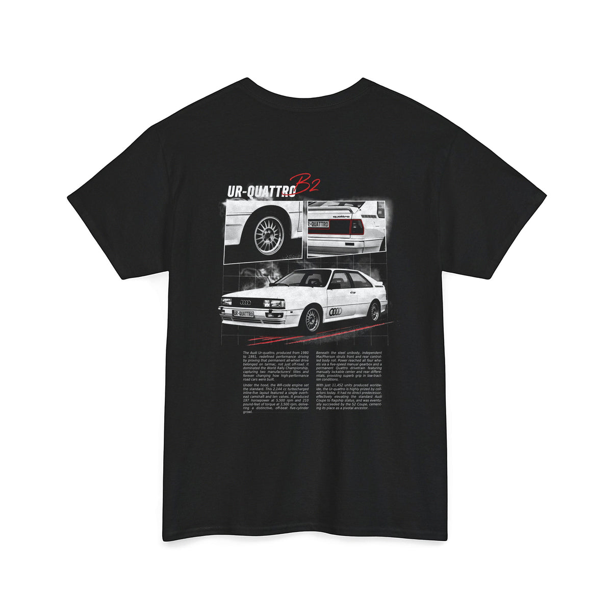 1980-1991 Audi Ur-quattro - Monochrome Cotton T-Shirt