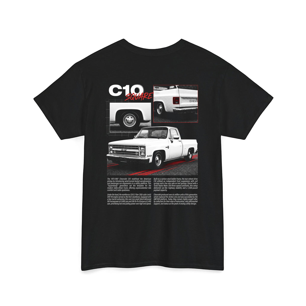 1973-1987 Chevrolet C10 Squarebody - Monochrome Cotton T-Shirt