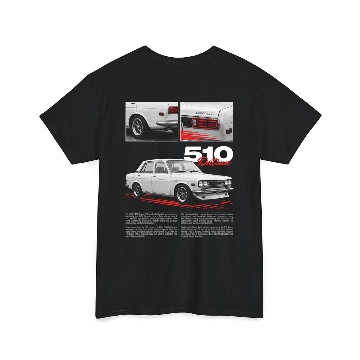 1968-1973 Datsun 510 - Monochrome Cotton T-Shirt