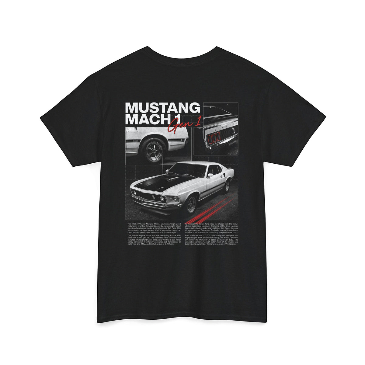 1969-1970 Ford Mustang Mach 1 - Monochrome Cotton T-Shirt