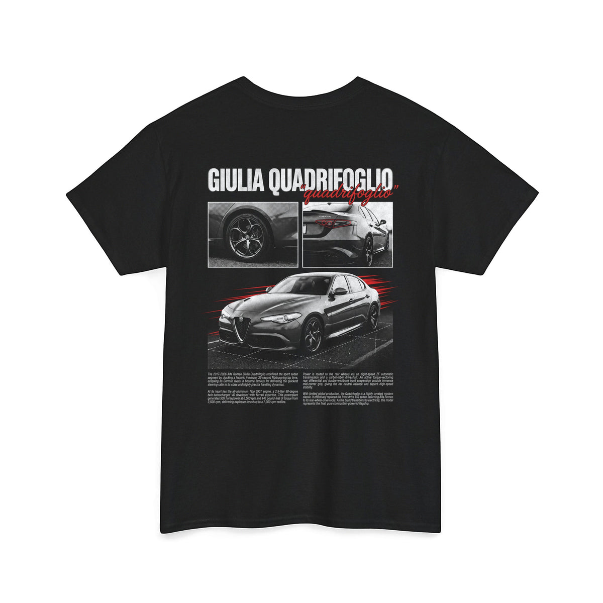 2017-2026 Alfa Romeo Giulia Quadrifoglio - Monochrome Cotton T-Shirt