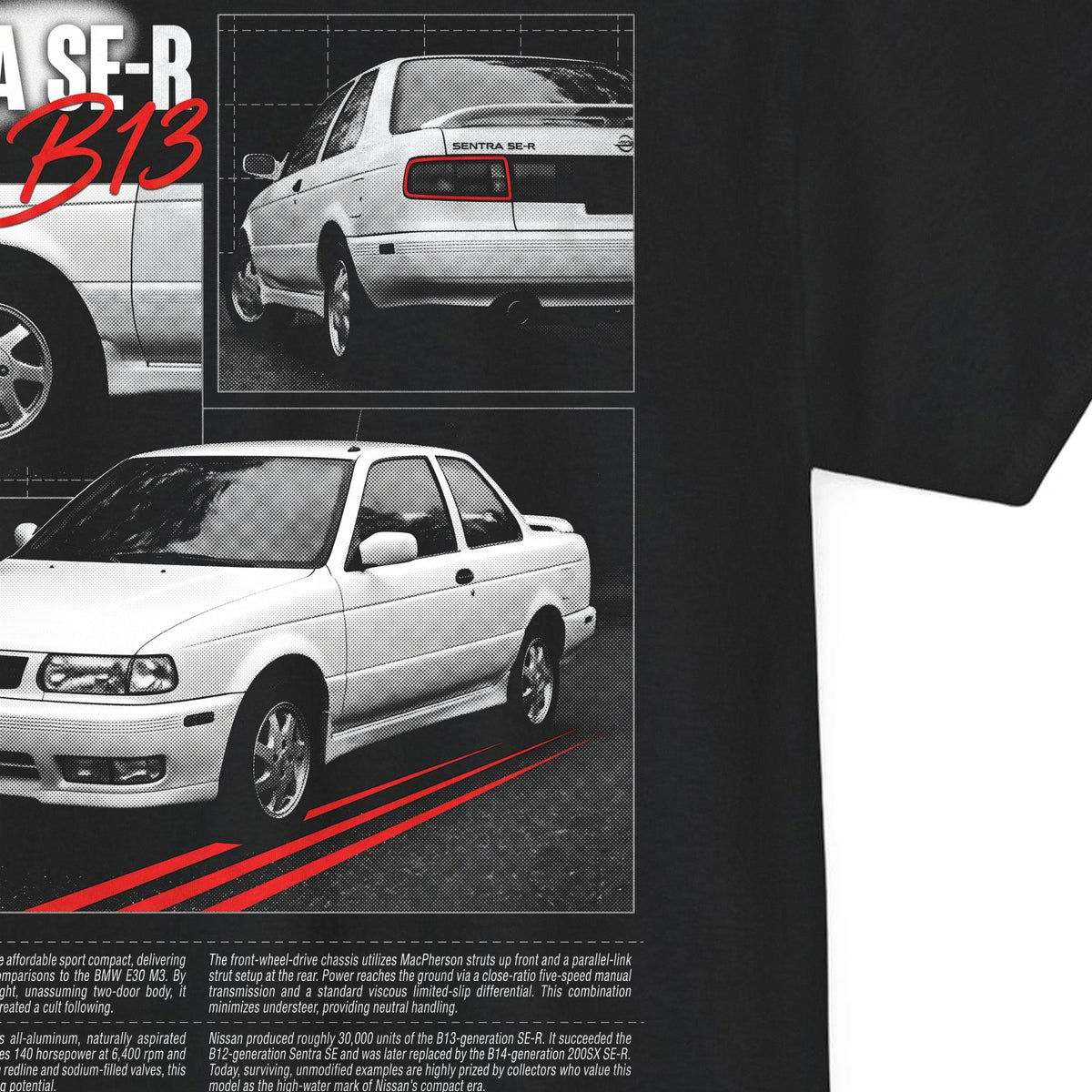 1991-1994 Nissan Sentra SE-R - Monochrome Cotton T-Shirt