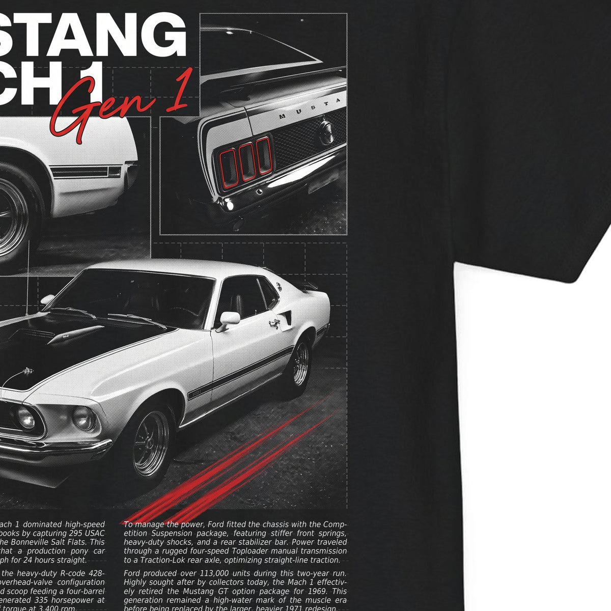1969-1970 Ford Mustang Mach 1 - Monochrome Cotton T-Shirt