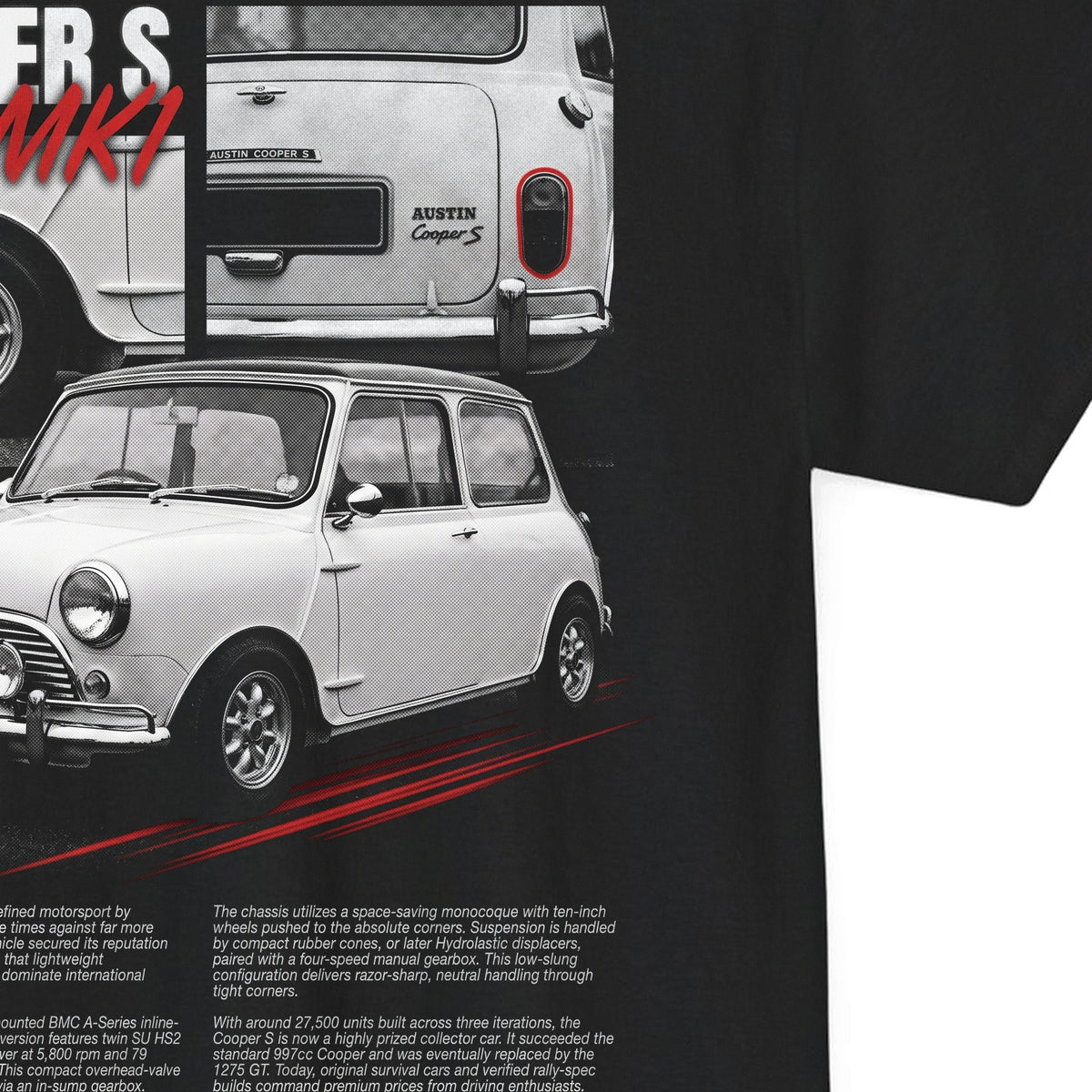 1963-1971 Mini Cooper S - Monochrome Cotton T-Shirt