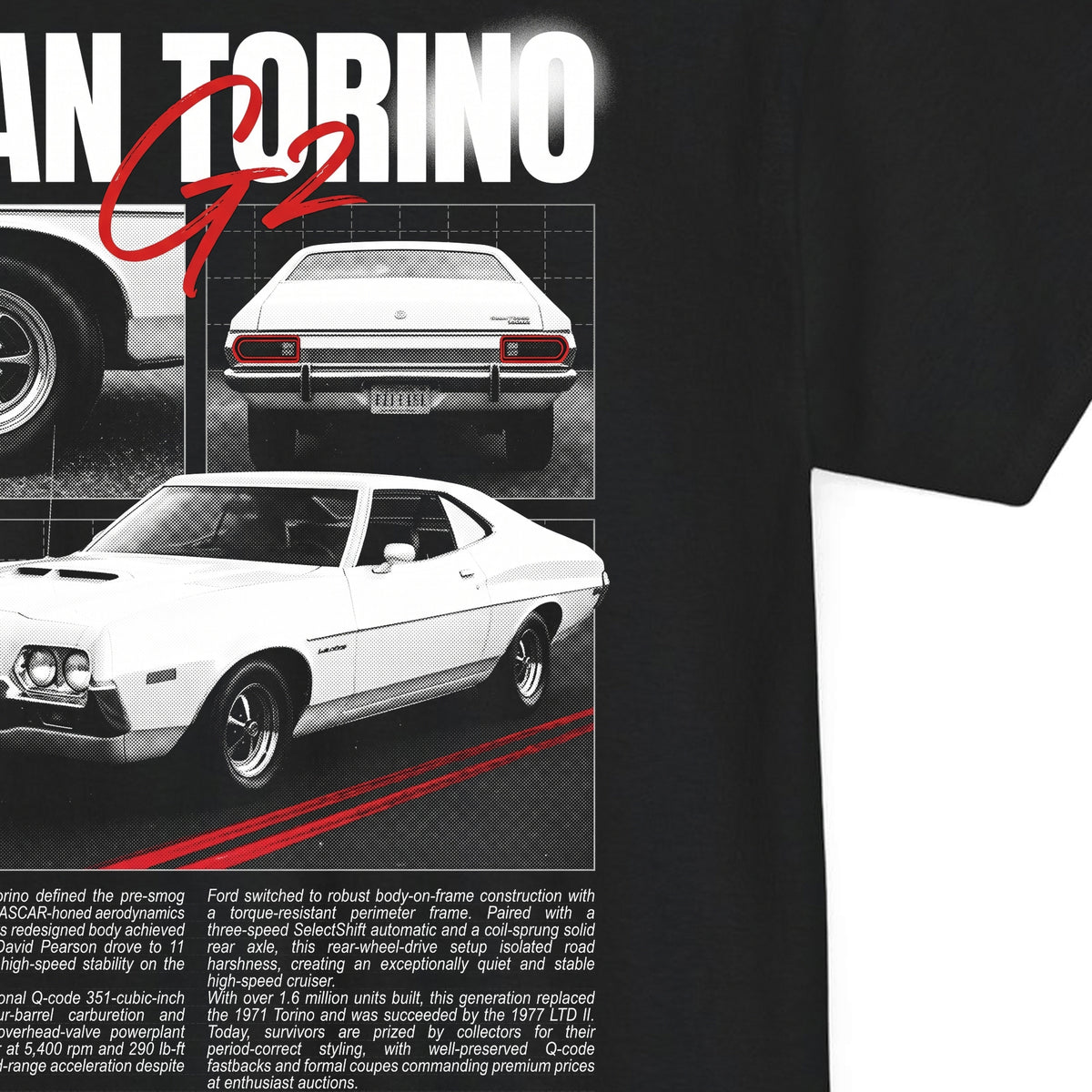 1972-1976 Ford Gran Torino - Monochrome Cotton T-Shirt