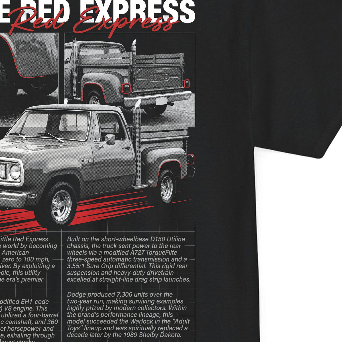 1978-1979 Dodge Little Red Express - Monochrome Cotton T-Shirt