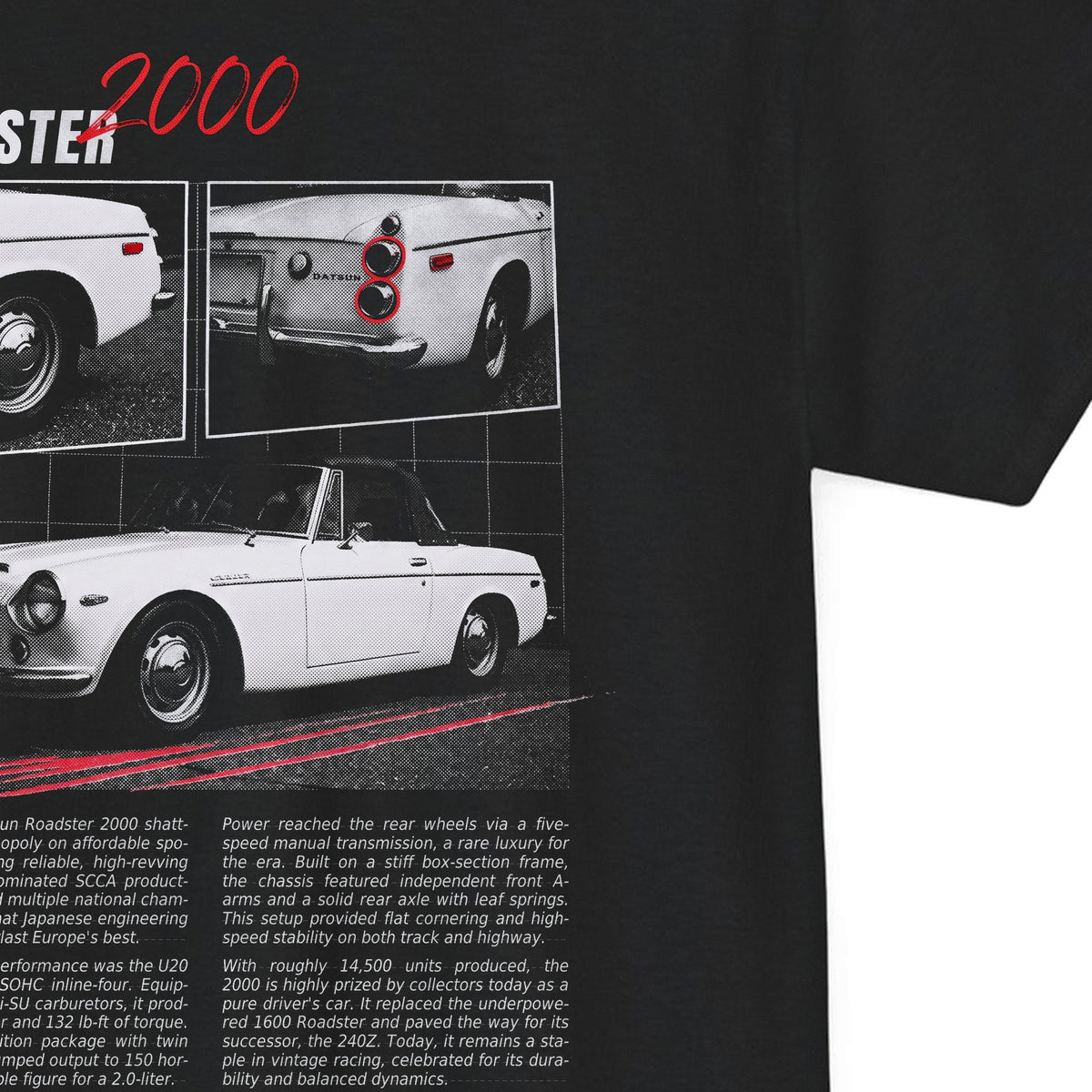 1967-1970 Datsun Roadster 2000 - Monochrome Cotton T-Shirt