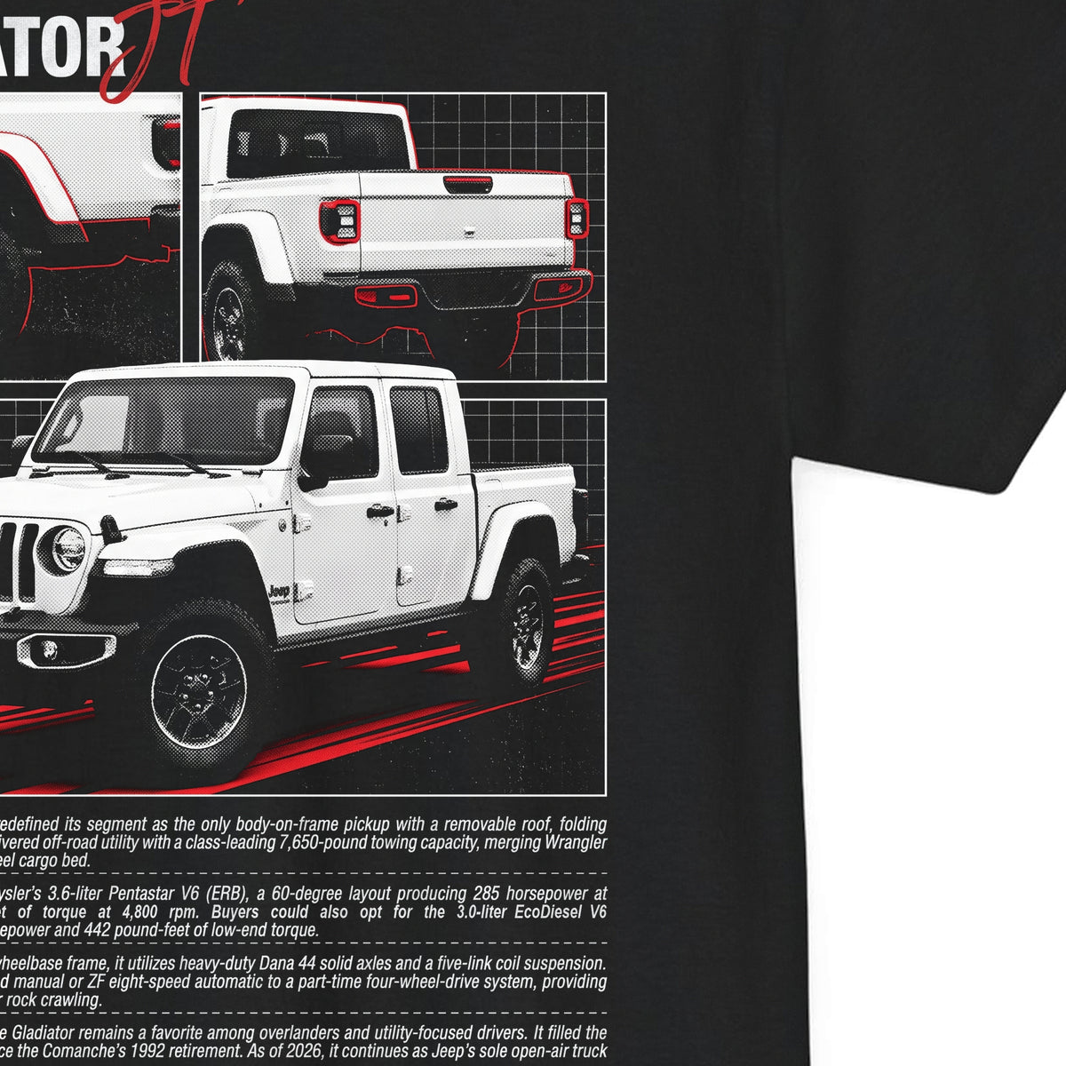 2020-2026 Jeep Gladiator - Monochrome Cotton T-Shirt