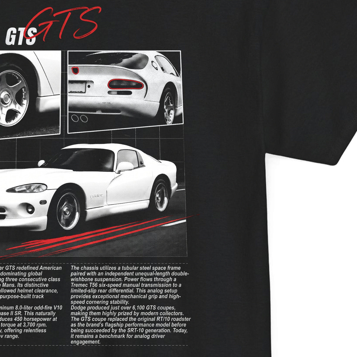 1996-2002 Dodge Viper GTS - Monochrome Cotton T-Shirt