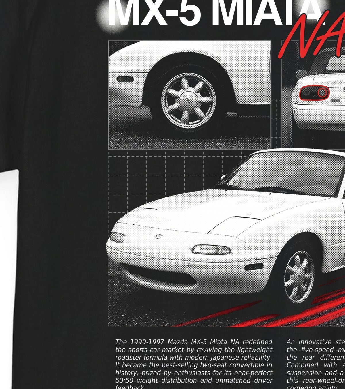 1990-1997 Mazda MX-5 Miata NA - Monochrome Cotton T-Shirt