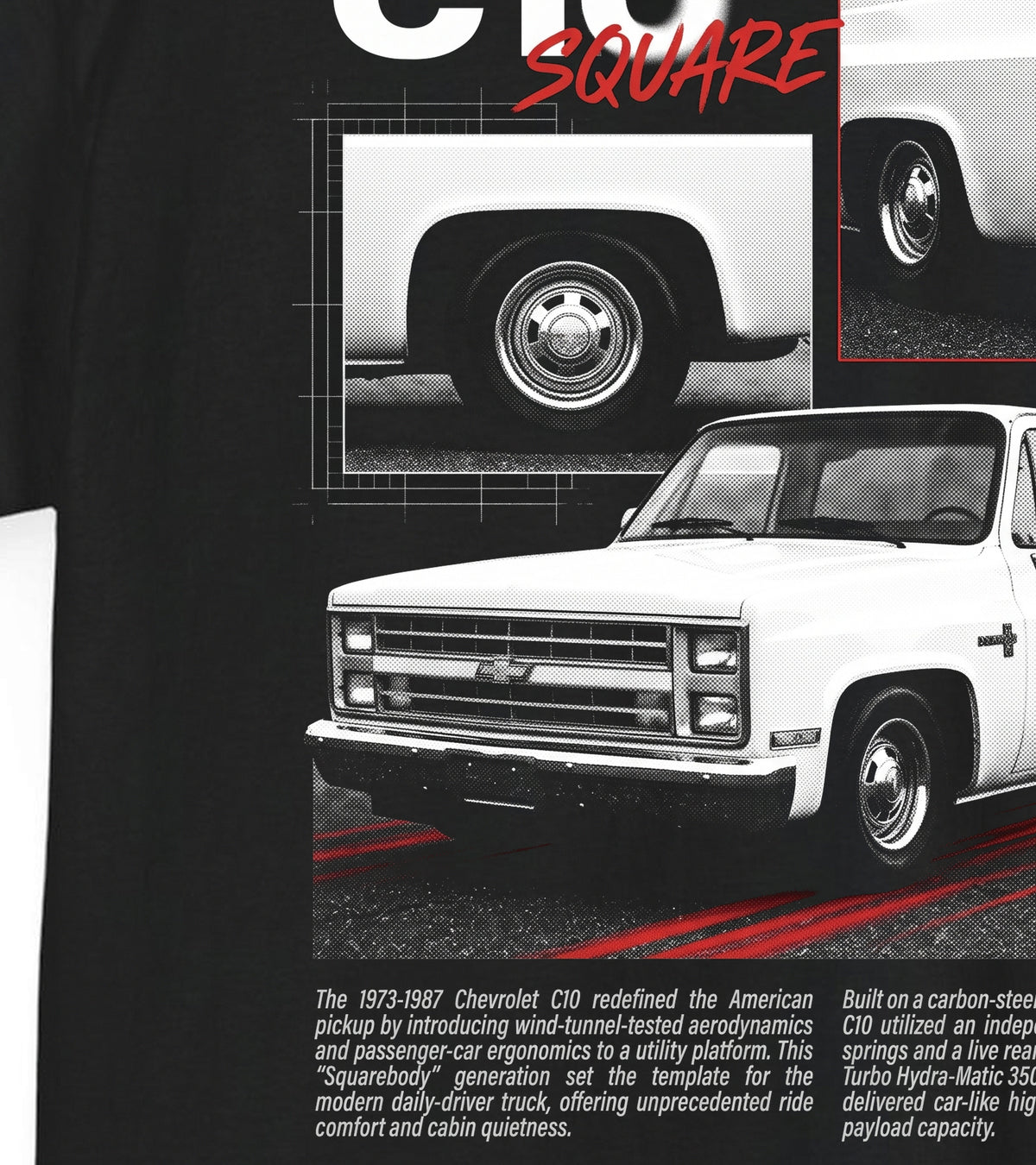 1973-1987 Chevrolet C10 Squarebody - Monochrome Cotton T-Shirt