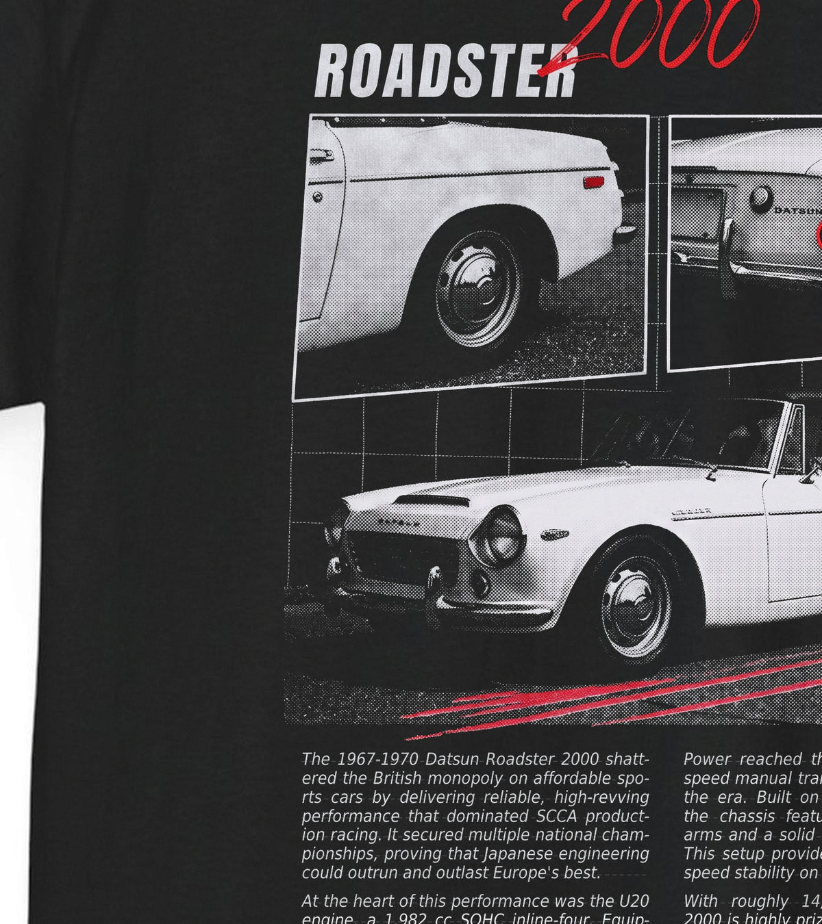 1967-1970 Datsun Roadster 2000 - Monochrome Cotton T-Shirt