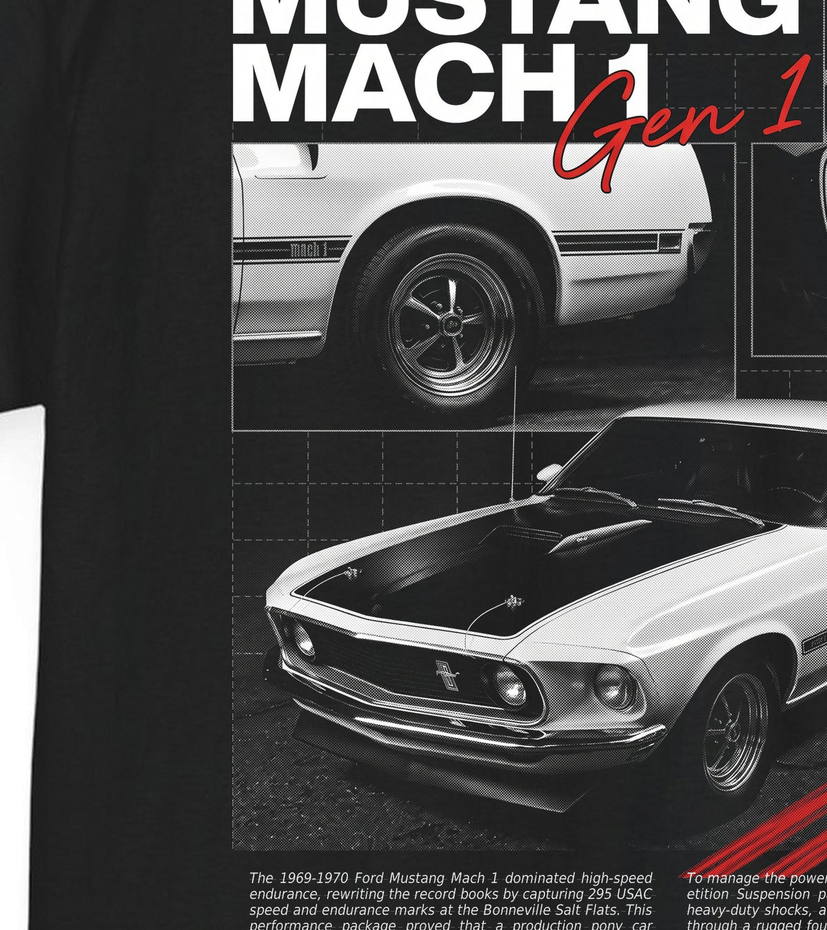 1969-1970 Ford Mustang Mach 1 - Monochrome Cotton T-Shirt