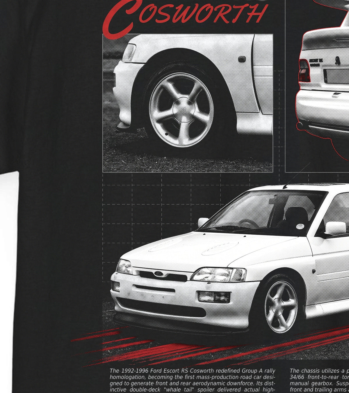 1992-1996 Ford Escort RS Cosworth - Monochrome Cotton T-Shirt