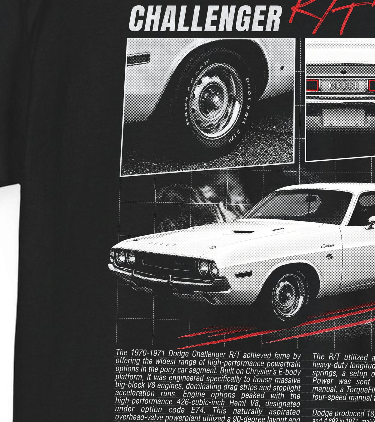 1970-1971 Dodge Challenger R/T - Monochrome Cotton T-Shirt