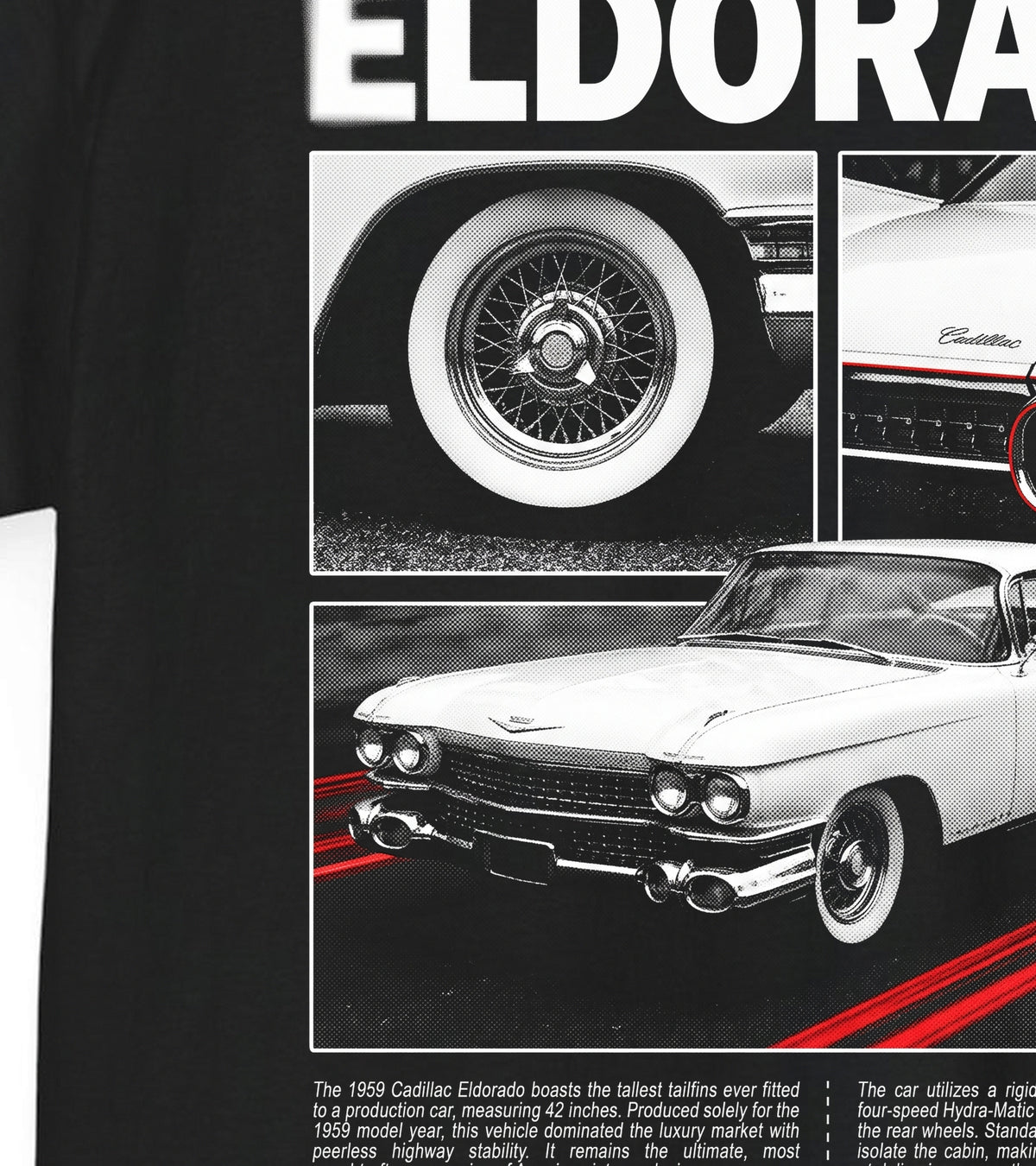 1959 Cadillac Eldorado - Monochrome Cotton T-Shirt