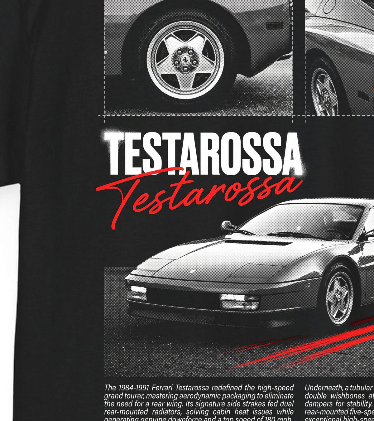 1984-1991 Ferrari Testarossa - Monochrome Cotton T-Shirt