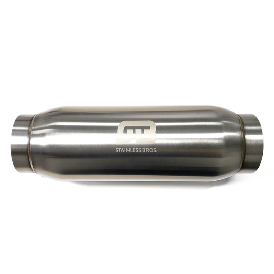 Stainless Bros 7in Round Body x 31.0in Length 5in Inlet/Outlet Bullet Resonator - Slip Joint Ends
